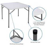 Zenstyle 3 Ft Indoor Outdoor Heavy Duty Portable Plastic Folding Table, Square Card Table Utility Table Game Table For Puzzles Crafting Picnic Camping Dining Party, White