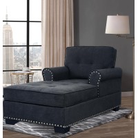 Beaugreen Chaise Lounge Indoor Chaise Sleeper Chair 59 Modern Upholstered Chaise Lounger Chair With Comfort Seat For Bedroom, Living Room, Apartment (Dark Gray)
