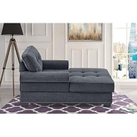 Beaugreen Chaise Lounge Indoor Chaise Sleeper Chair 59 Modern Upholstered Chaise Lounger Chair With Comfort Seat For Bedroom, Living Room, Apartment (Dark Gray)