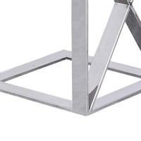 Benjara 22 Inch Metal X Frame Glass Top Side Table, Silver