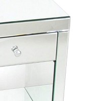 Benjara 26 Inch Beveled Mirror Chest With 1 Drawer, Silver