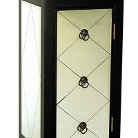 Benjara 34 Inch Wood And Mirror Storage Chest With 1 Door, Black