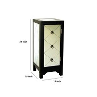 Benjara 34 Inch Wood And Mirror Storage Chest With 1 Door, Black