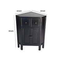 Benjara 34 Inch Wooden 2 Door Corner Cabinet With 2 Drawers, Black