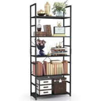 Numenn 5 Tier Bookshelf, Tall Bookcase Shelf Storage Organizer, Modern Book Shelf For Bedroom, Living Room And Home Office, Black