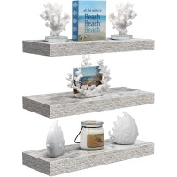 Sorbus Floating Shelf Set - Rustic Wood Coastal Beach Style Hanging Rectangle Wall Shelves For Home Dcor, Trophy Display, Photo Frames, Etc.(White, 3 Pack)