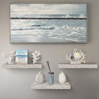 Sorbus Floating Shelf Set - Rustic Wood Coastal Beach Style Hanging Rectangle Wall Shelves For Home Dcor, Trophy Display, Photo Frames, Etc.(White, 3 Pack)