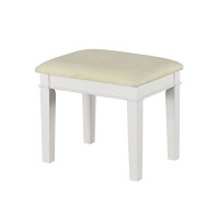 Benjara Transitional 2 Piece Wooden Vanity Table And Stool With 2 Drawers, White