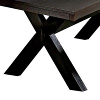 Benjara Transitional Rectangular Wooden Dining Table With Cross Design Base, Black