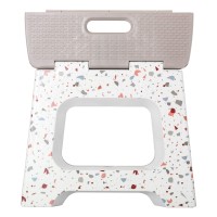 Vigar Compact Foldable Stool, 10-1/2 Inches, Lightweight, 330-Pound Capacity Non-Slip Folding Step Stool, Terrazzo Body