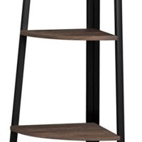 Benjara 5 Tier Wooden Corner Bookcase With Metal Frame, Brown And Black
