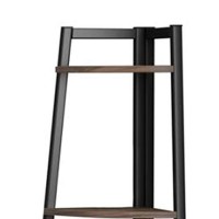 Benjara 5 Tier Wooden Corner Bookcase With Metal Frame, Brown And Black