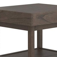 Benjara Rectangular Wooden Top End Table With 1 Hidden Drawer, Gray