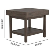 Benjara Rectangular Wooden Top End Table With 1 Hidden Drawer, Gray