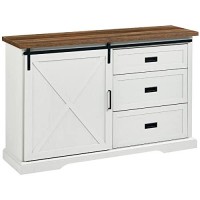 Walker Edison Modern Farmhouse Wood Sliding X Barn Door Buffet Sideboard Living Room Entryway Serving Storage Cabinet Doors Dining Room Console 56 Inch White And Rustic Oak