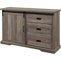 Walker Edison Modern Farmhouse Wood Grooved Door Buffet Sideboard Living Room Entryway Serving Storage Cabinet Doors Dining Room Console 56 Inch Grey Wash