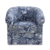 Powell Felicity Blue & White Coastal Swivel Club Chair, Blue/White