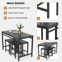 Recaceik 5 Pcs Dining Table Set, Modern Kitchen Table And Chairs For 4, Wood Pub Bar Table Set Perfect For Breakfast Nook, Small Space Living Room