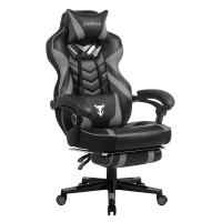 Zeanus Gaming Chair For Adults Computer Game Chair With Footrest High Back Gamer Chair With Massage Reclining Computer Chair Big And Tall Gaming Chair For Teens Game Chair With Leg Rest Gray