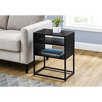 Monarch Specialties Rectangular Nightstand-2 Storage Shelves-For Living Room Or Bedroom-Modern Small Side Table, 22 H, Black