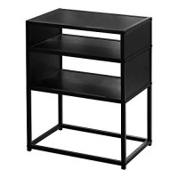 Monarch Specialties Rectangular Nightstand-2 Storage Shelves-For Living Room Or Bedroom-Modern Small Side Table, 22 H, Black
