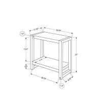 Monarch Specialties Rectangular Narrow End 1 Storage Shelf-For Living Room Or Bedroom-Modern Side Table, 22 H, Grey