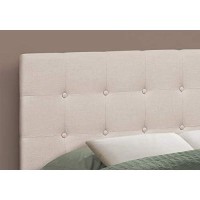 Monarch Specialties 6004F, Full, Bedroom, Upholstered, Transitional Bed Size Headboard, Beige Linen-Look