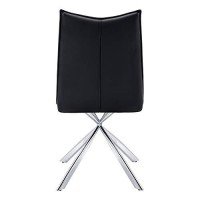 Monarch Specialties 1213, Set Of 2, Side, Upholstered, Kitchen, Room, Pu, Contemporary, Modern Dining Chair, 18.5 L X 23.5 W X 36.25 H, Black Leather-Look/Chrome Metal