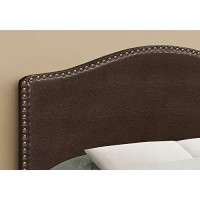 Monarch Specialties Arched Top Upholstered Headboard Panel Only With Nailhead Trim - Adjustable Height Platform, Full, Dark Brown
