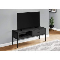 Monarch Specialties 2874 Tv Stand, 48 Inch, Console, Media Entertainment Center, Storage Drawer, Living Room, Bedroom, Laminate, Metal, Black, Contemporary Stand-48, 4725 L X 1575 W X 1975 H