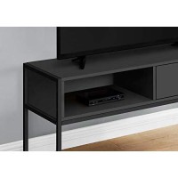 Monarch Specialties 2874 Tv Stand, 48 Inch, Console, Media Entertainment Center, Storage Drawer, Living Room, Bedroom, Laminate, Metal, Black, Contemporary Stand-48, 4725 L X 1575 W X 1975 H