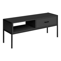 Monarch Specialties 2874 Tv Stand, 48 Inch, Console, Media Entertainment Center, Storage Drawer, Living Room, Bedroom, Laminate, Metal, Black, Contemporary Stand-48, 4725 L X 1575 W X 1975 H