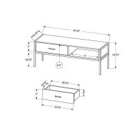 Monarch Specialties 2874 Tv Stand, 48 Inch, Console, Media Entertainment Center, Storage Drawer, Living Room, Bedroom, Laminate, Metal, Black, Contemporary Stand-48, 4725 L X 1575 W X 1975 H