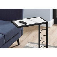 Monarch Specialties Wave Pattern Frame-For Sofa Or Bed-Modern Small C-Shaped Side Table, 25 H, White Marble-Look/Black Metal