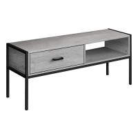 Monarch Specialties 2875 Tv Stand, 48 Inch, Console, Media Entertainment Center, Storage Drawer, Living Room, Bedroom, Laminate, Metal, Grey, Black Stand-48, 4725 L X 1575 W X 1975 H