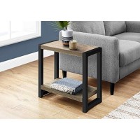 Monarch Specialties Rectangular Narrow End 1 Storage Shelf-For Living Room Or Bedroom-Modern Side Table, 22 H, Dark Taupe