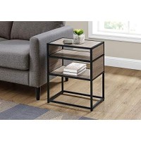 Monarch Specialties Rectangular Nightstand-2 Storage Shelves-For Living Room Or Bedroom-Modern Small Side Table, 22 H, Dark Taupe