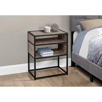 Monarch Specialties Rectangular Nightstand-2 Storage Shelves-For Living Room Or Bedroom-Modern Small Side Table, 22 H, Dark Taupe