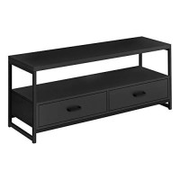Monarch Specialties Entertainment Center/Media Console - 2 Storage Drawers & 1 Shelf - For Living Room Or Bedroom - Modern Tv Stand, 48 L, Black