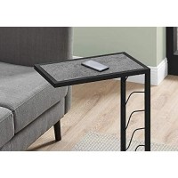 Monarch Specialties Wave Pattern Frame-For Sofa Or Bed-Modern Small C-Shaped Side Table, 25 H, Grey Stone-Look/Black Metal