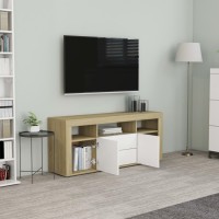 Vidaxl Tv Cabinet White And Sonoma Oak 47.2X11.8X19.7 Engineered Wood