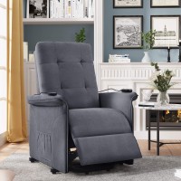 Power Lift Recliner With Massage & Vibration Electric Recliner Chair Massage Sofa Microfiber Fabric Living Room Chair With Side Pockets And Remote Control