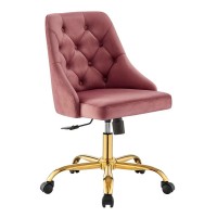 Modway Distinct Tufted Swivel Performance Velvet Office Chair, Gold Dusty Rose