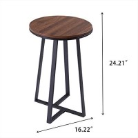 Dorriss Round Small End Table Walnut Color Mdf Top,Metal Frame Black, Tall End Table For Bed Room,Coffee Tea End Table For Living Room(Walnut+Black)