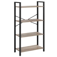 Vasagle Bookshelf, 4-Tier Shelving Unit, Bookcase, Book Shelf, 11.8 X 25.9 X 47.2 Inches, For Home Office, Living Room, Greige And Black Ulls060B02