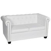 Vidaxl Chesterfield Sofa Set 2-Seater And 3-Seater White Faux Leather