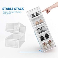 Seseno 12 Pack Shoe Storage Boxes, Clear Plastic Stackable Shoe Organizer Bins, Drawer Type Front Opening Shoe Holder Containers