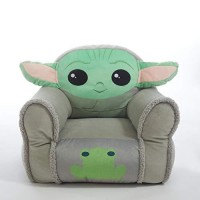 Idea Nuova Figural Mink With Sherpa Trim Bean Bag Chair For Toddlers And Kids, Star Wars Grogu