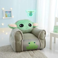 Idea Nuova Figural Mink With Sherpa Trim Bean Bag Chair For Toddlers And Kids, Star Wars Grogu