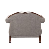 Acme Miyeon Fabric Button Tufted Chair With 1 Pillow In Gray And Cherry